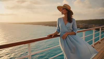 Solo woman enjoying the view from the sun deck of a cruise ship